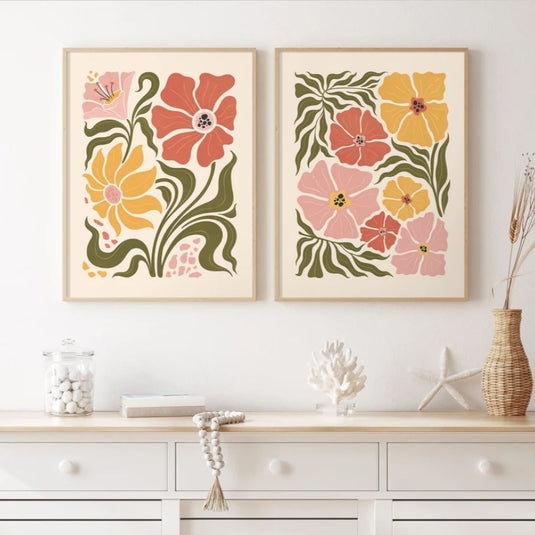 Earthy Blooms - Abstract Floral Wall Art