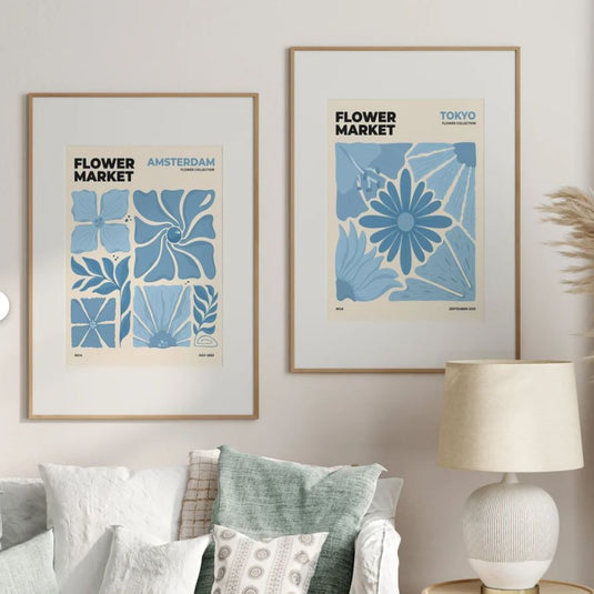 Blue Petals Trio - Flower Market Wall Art