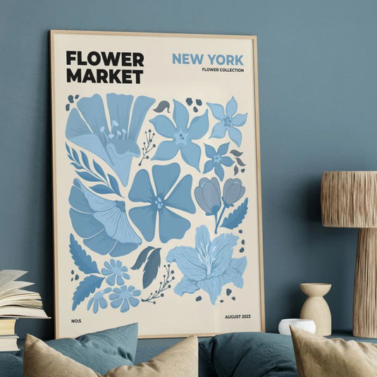 Blue Petals Trio - Flower Market Wall Art
