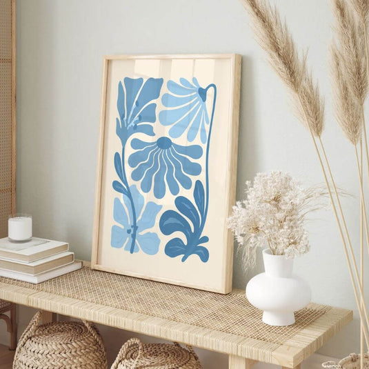 Indigo Leafs - Floral Wall Art - Set of 3