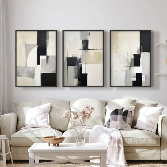 Neutral Aesthetic - Abstract Wall Art - Set of 3