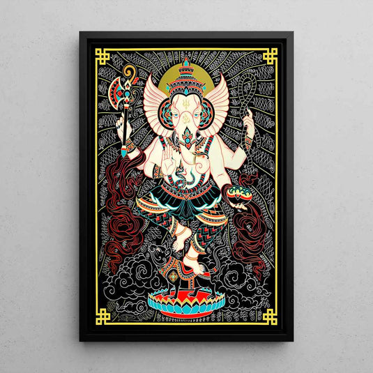 Divine Dance of Ganesha - Religious Wall Art
