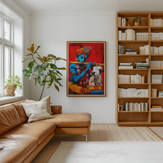 The Enchanted Blue - Religious Wall Art - Krishna Painting