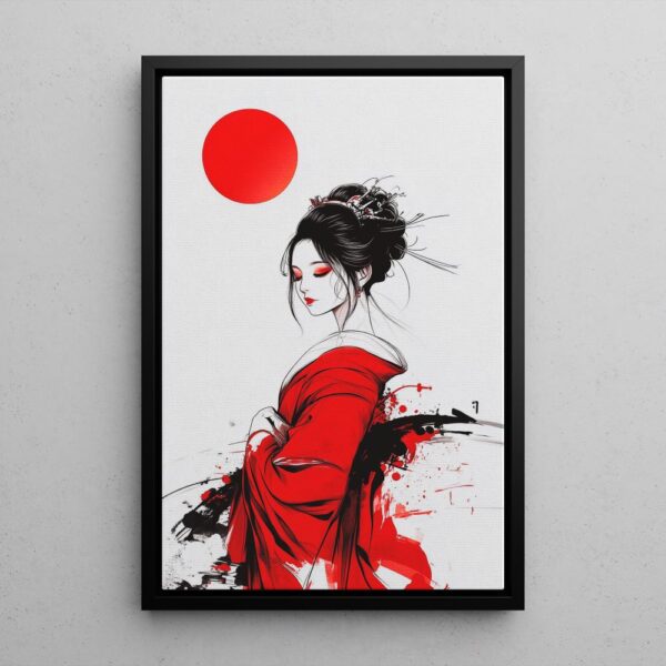 The Red Kimono - Japanese Geisha Wall Art